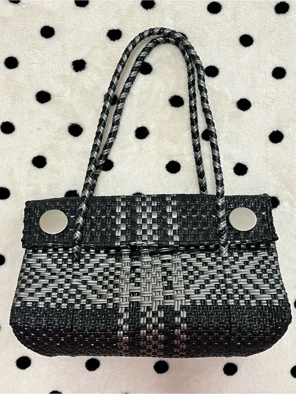 Hand-Woven Mexican Plastic Flap Convertible Shoulder Bag